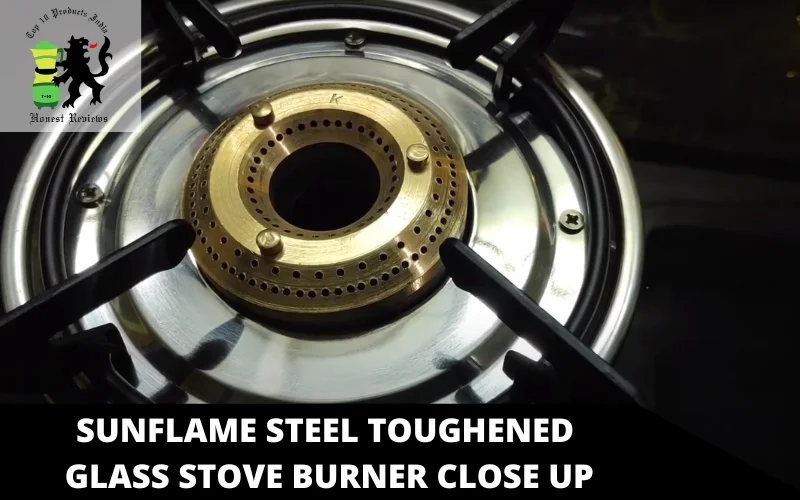 Sunflame Steel Toughened Glass Stove burner close up