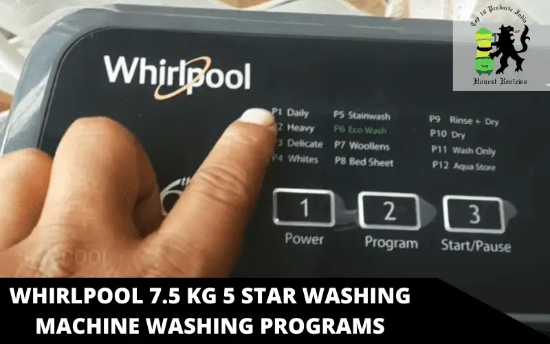 Whirlpool 7.5 Kg 5 Star washing machine washing programs