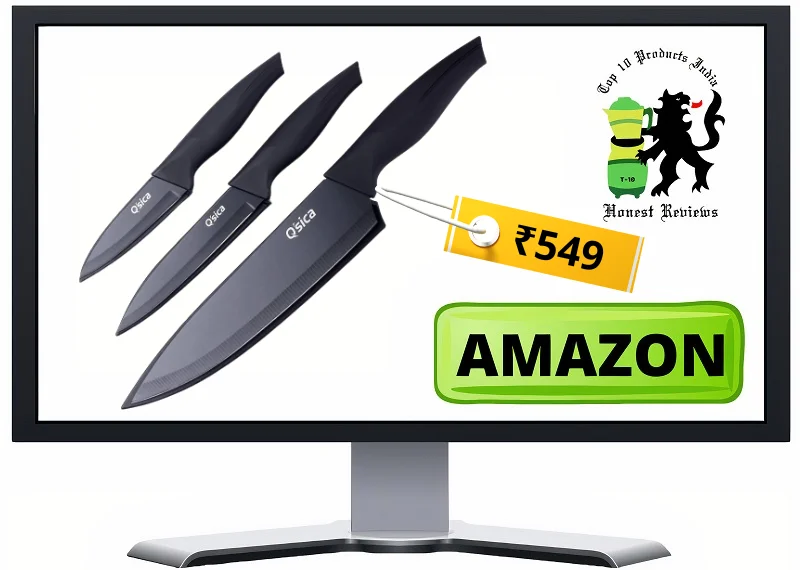 Q'sica Non-Stick Kitchen Knife Set with Blade Covers
